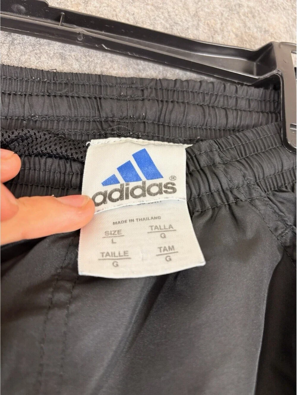 Vintage 90’s Adidas Men's Windbreaker Baggy Black Striped Track Pants Size L